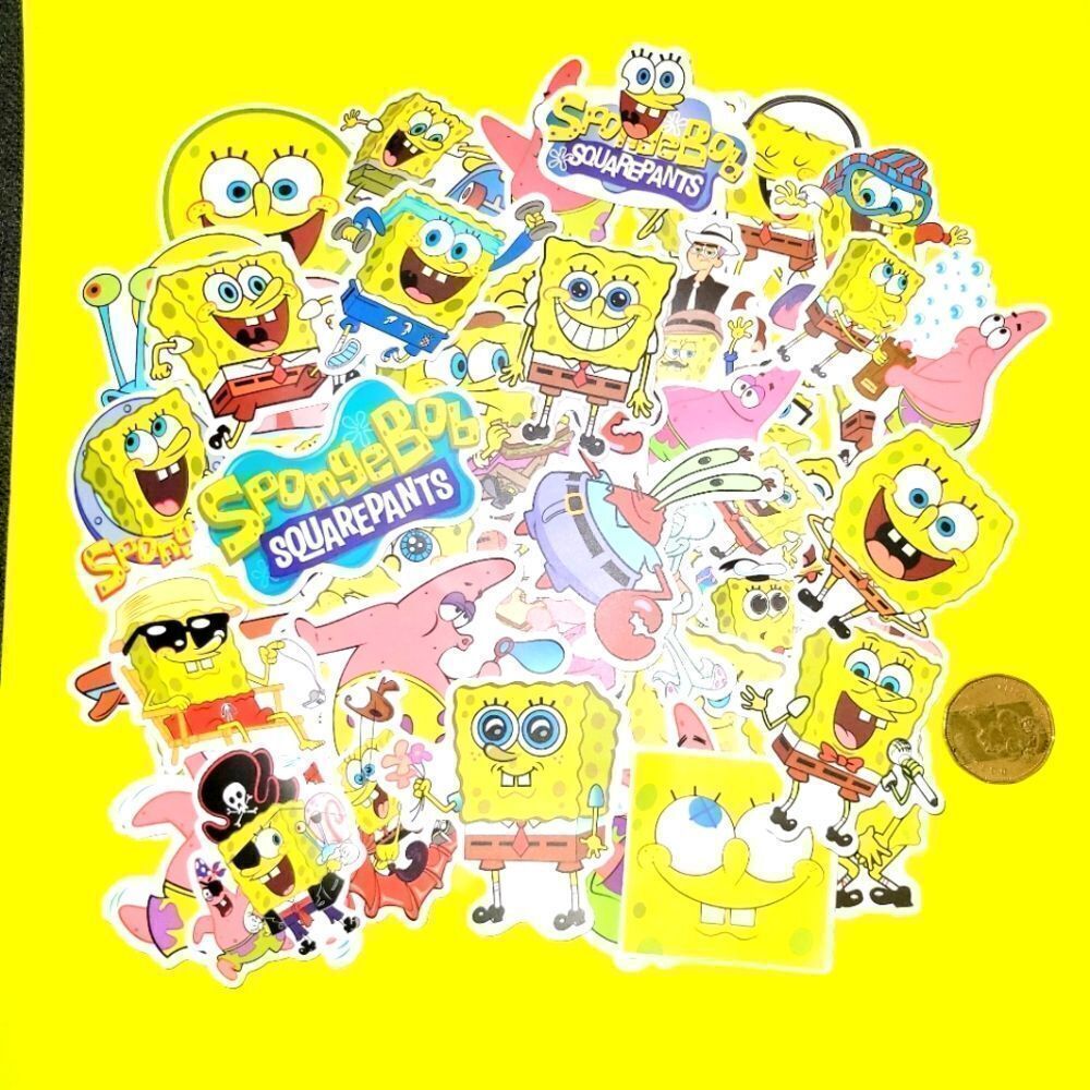 50Pcs Brand New Spongebob Waterproof Stickers